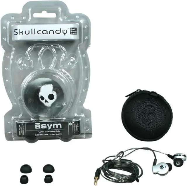 Alt view image 5 of 5 - Skullcandy Silver Asym 3.5mm Gold-Plated Connector Canal Earbuds (Silver)