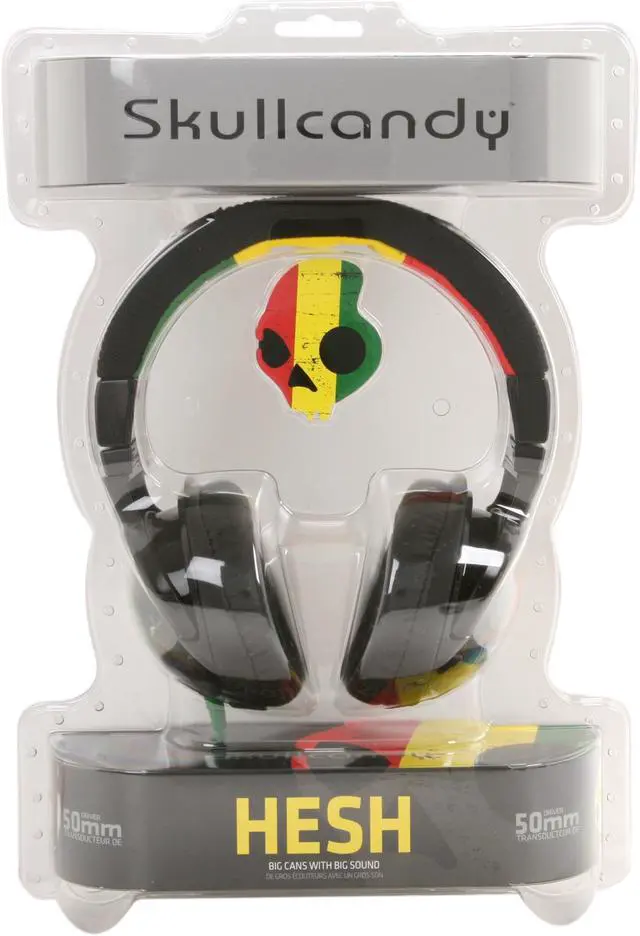 Alt view image 6 of 6 - Skullcandy Hesh Rasta S6HEDZ-058 3.5mm Connector Circumaural Headphone - Rasta