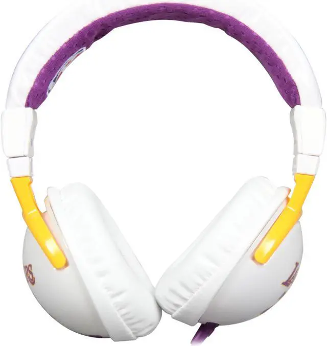 Alt view image 4 of 7 - Skullcandy Hesh White SGHEBZ-12 3.5mm Connector Circumaural Headphone with Mic - NBA Lakers White (2011 Model)