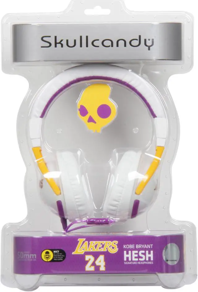 Alt view image 7 of 7 - Skullcandy Hesh White SGHEBZ-12 3.5mm Connector Circumaural Headphone with Mic - NBA Lakers White (2011 Model)