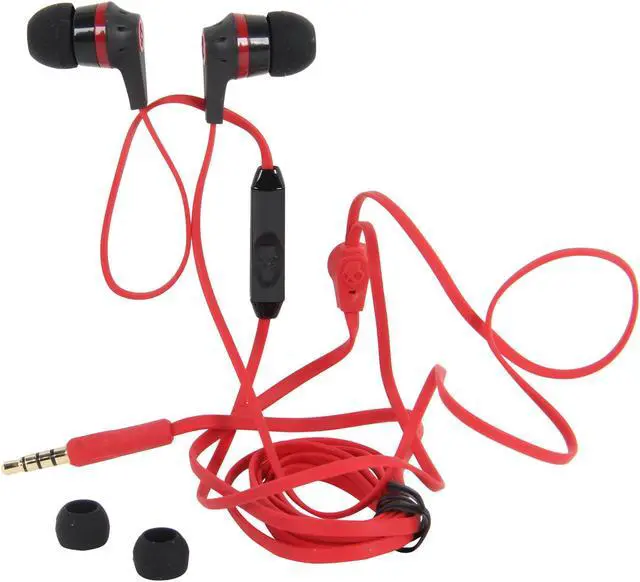 Alt view image 6 of 7 - Skullcandy Black/Red S2IKDY-010 3.5mm Connector Ink'd 2.0 Earbud Headphones with Mic, Black/ Red