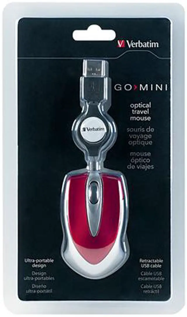 Alt view image 3 of 3 - Verbatim 97255 Red 1 x Wheel USB Wired Optical Travel Mouse