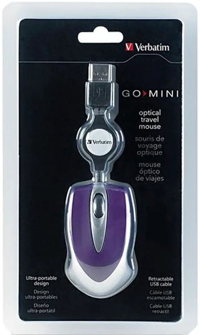Alt view image 3 of 3 - Verbatim 97253 Purple 1 x Wheel USB Wired Optical Travel Mouse