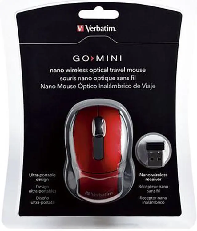 Alt view image 6 of 6 - Verbatim 97540 Red 3 Buttons 1 x Wheel USB 2.0 RF Wireless Optical Mini Travel Mouse