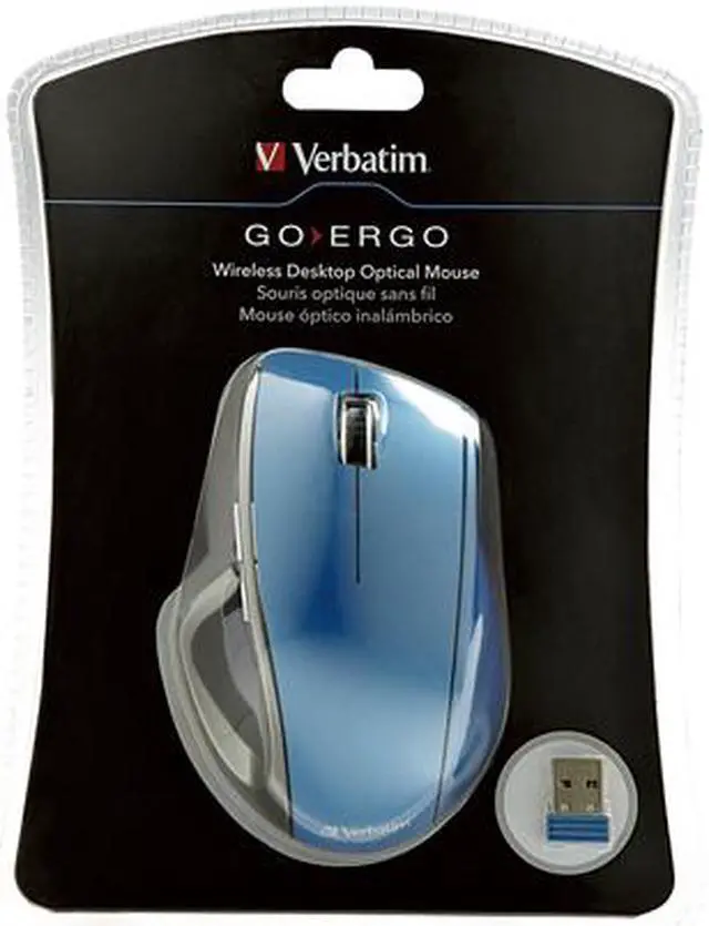 Alt view image 5 of 5 - Verbatim Ergo Mouse 97593 Blue 1 x Wheel USB 2.0 RF Wireless Optical Mouse