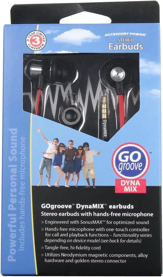 Alt view image 5 of 5 - Accessory Power GOgroove DynaMIX High-Performance Retro Red Earbuds with In-Line Hands-free Mic and Playback Music Controller for HTC Arrive Samsung Focus and More Windows Smartphones (GG-DYNAMIX-BLK)