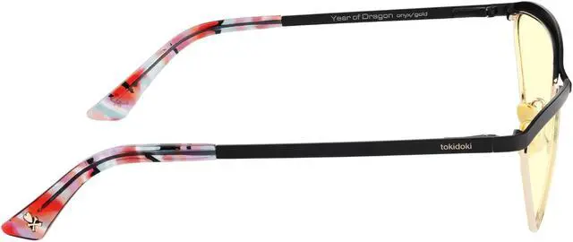 Alt view image 4 of 5 - GUNNAR TOKIDOKI YEAR OF THE DRAGON Computer Glasses Onyx/Gold Frame (Amber Lens) 65% Blue Light & 100% UV Protection, YOD-12701
