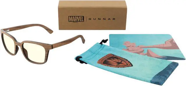 Alt view image 2 of 5 - GUNNAR GROOT MARVEL EDITION Computer Glasses Walnut Frame (Clear Lens) 35% Blue Light & 100% UV Protection, GRT-11409