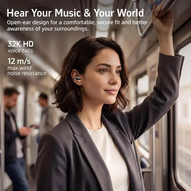 Alt view image 4 of 10 - NANK Clip Super2, Clip On Earbuds Open Ear, Bluetooth 6.0, 30H Playtime, Clip-on Headphones, Dual Device Connection, Touch Control, Type-C Charging, Secure Comfort for Running, Workout & Daily Use