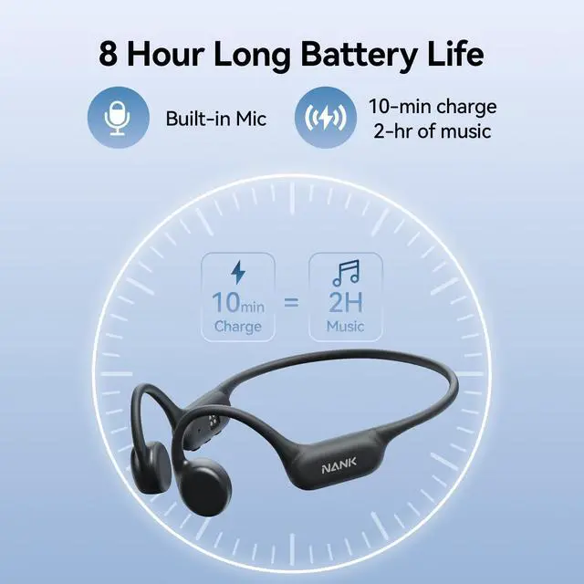 Alt view image 7 of 7 - NANK Runner 4 Bone Conduction Wireless Bluetooth Headphones with IPX8+ 8 hours play time + 16 GB MP3 player, Grey