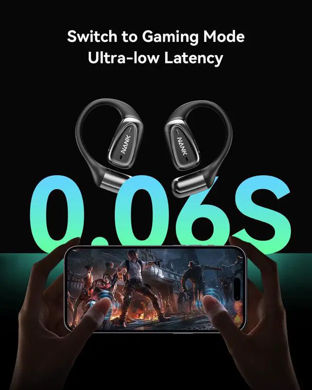 Alt view image 7 of 7 - NANK OE Mix Open-Ear Headphones, Bluetooth 5.4 Wireless Sports Headphones with Earhooks, 18Hrs Sports Earbuds with Charging Case for Running, Cycling, Walking, Workout