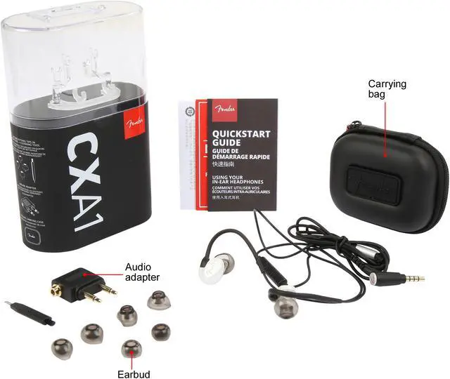 Alt view image 5 of 5 - Fender White CXA1 In Ear Headphone - Mic/3-button - White