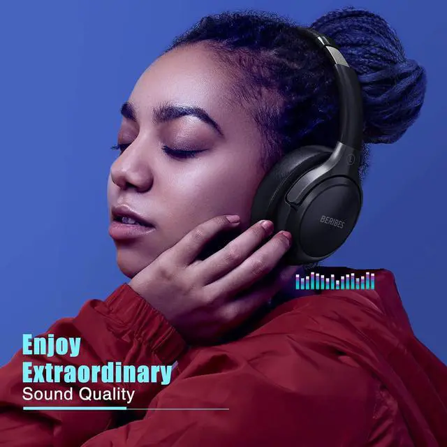 Alt view image 5 of 7 - BERIBES Bluetooth Headphones Over Ear, 65H Playtime and 6 EQ Music Modes Wireless Headphones with Microphone, HiFi Stereo Foldable Lightweight Headset, Deep Bass for Home Office Cellphone PC Ect.
