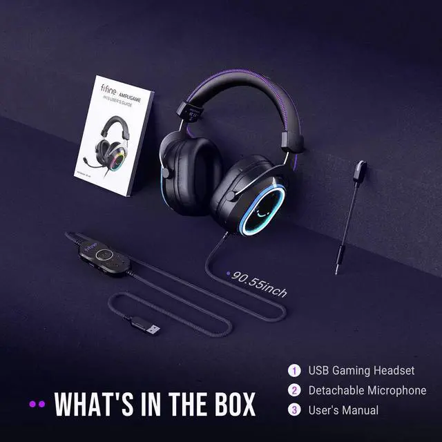 Alt view image 11 of 11 - FIFINE H13 USB Gaming Headset - with Mic - 7.1 Surround Sound - Vibrant RGB Lighting - Ergonomic Ear Pads - Control Box, Streaming