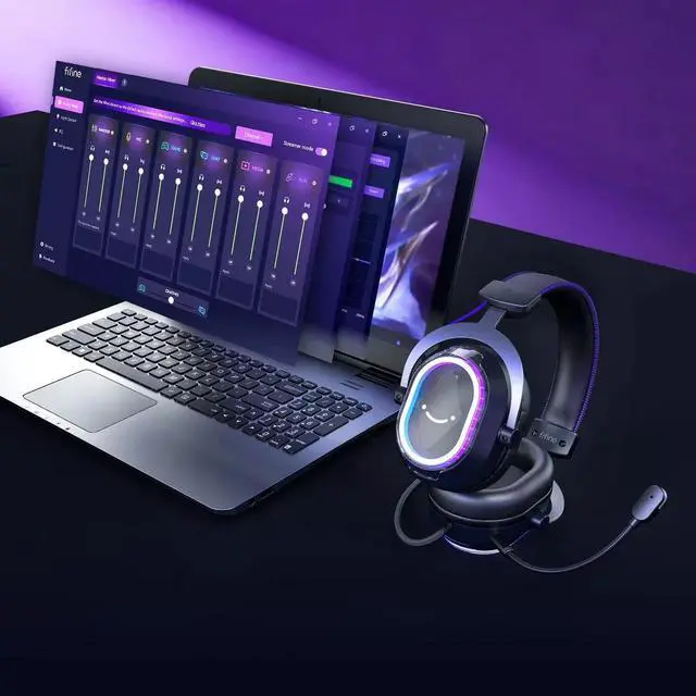Alt view image 10 of 11 - FIFINE H13 USB Gaming Headset - with Mic - 7.1 Surround Sound - Vibrant RGB Lighting - Ergonomic Ear Pads - Control Box, Streaming