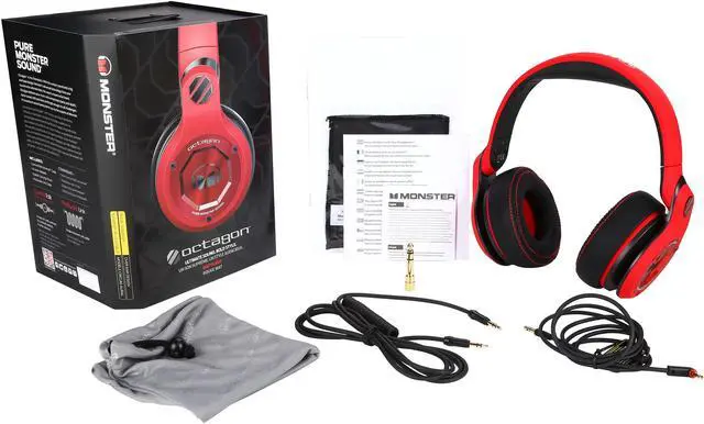 Alt view image 8 of 8 - Monster UFC Octagon Over-Ear Headphones-Red