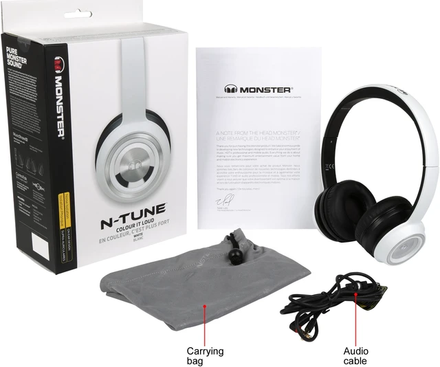 Alt view image 7 of 7 - Monster NTUNE On-Ear Headphones (White)