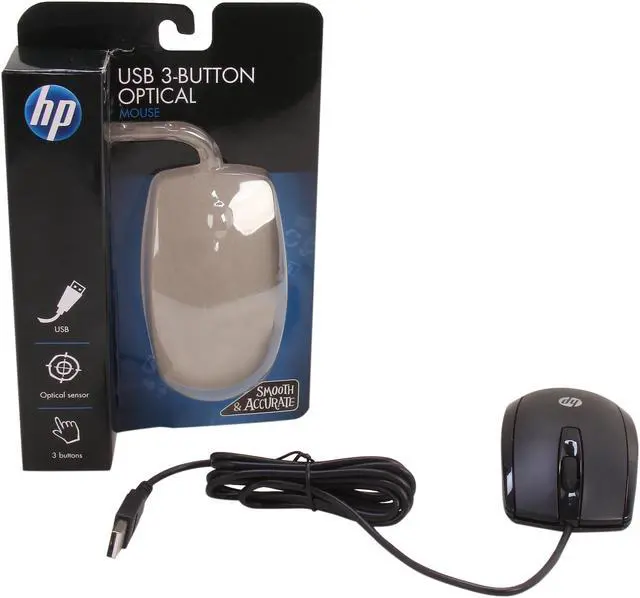 Alt view image 5 of 5 - HP KY619AA#ABA Black 3 Buttons 1 x Wheel USB Wired Optical Mouse