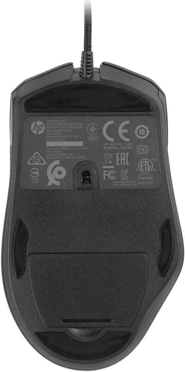 Alt view image 5 of 5 - OMEN by HP Mouse 600 Wired Optical Gaming Mouse with 6 Buttons, 12000 dpi, RGB Backlit LED