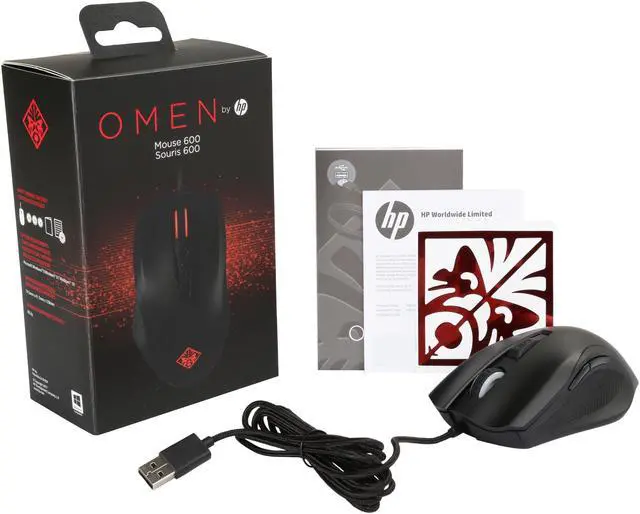 Alt view image 6 of 5 - OMEN by HP Mouse 600 Wired Optical Gaming Mouse with 6 Buttons, 12000 dpi, RGB Backlit LED