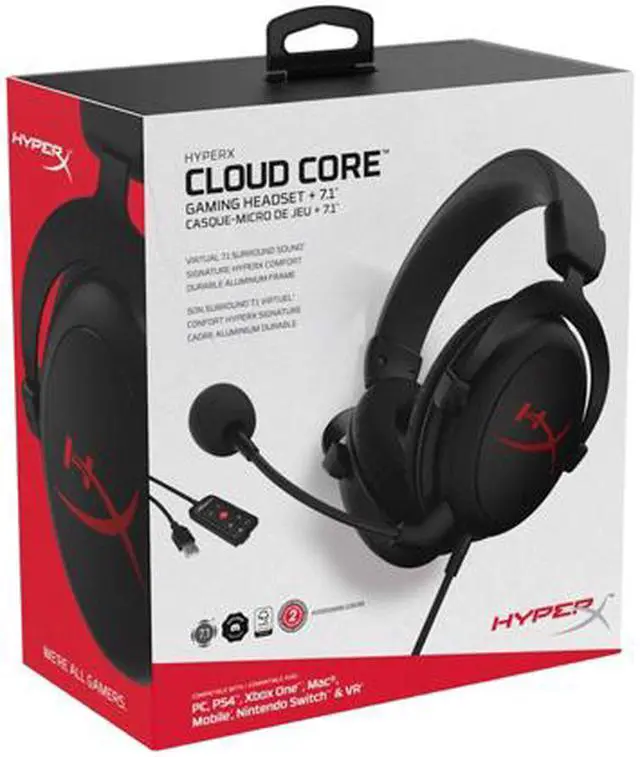 Alt view image 7 of 8 - HyperX Cloud Core + 7.1 - Gaming Headset (Black) HP 4P4F2AA USB 2.0 Connector