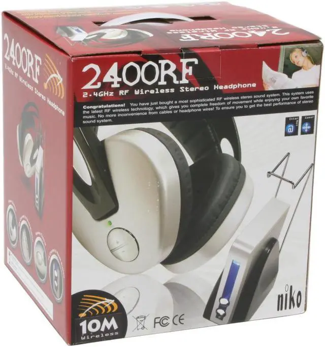 Alt view image 7 of 7 - Niko NIKO-2400RF 3.5mm Connector Circumaural 2.4 GHz RF Wireless Headphone