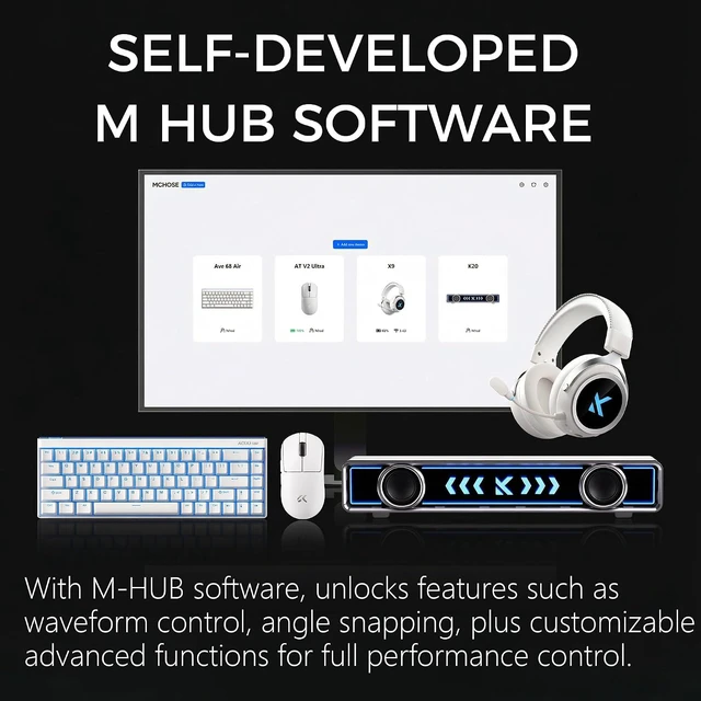 Alt view image 8 of 9 - MCHOSE A7 V2 Pro+ Wireless Gaming Mouse, 59 Grams, Tri-Mode Connection, PAW3395 26K DPI Sensor, Wired 8K Polling Rate, 1K Wireless Receiver Included, Magnetic Charging Dock - White