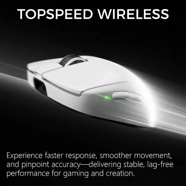 Alt view image 3 of 9 - MCHOSE A7 V2 Pro+ Wireless Gaming Mouse, 59 Grams, Tri-Mode Connection, PAW3395 26K DPI Sensor, Wired 8K Polling Rate, 1K Wireless Receiver Included, Magnetic Charging Dock - White