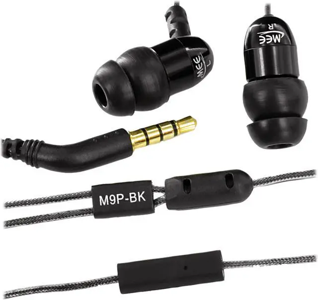 Main image of MEElectronics Black 3.5mm Headset w/Attached Hi-Fi Sound-Isolating In-Ear Headphones with Microphone for Apple Devices and Cell Phones (M9P-BK)