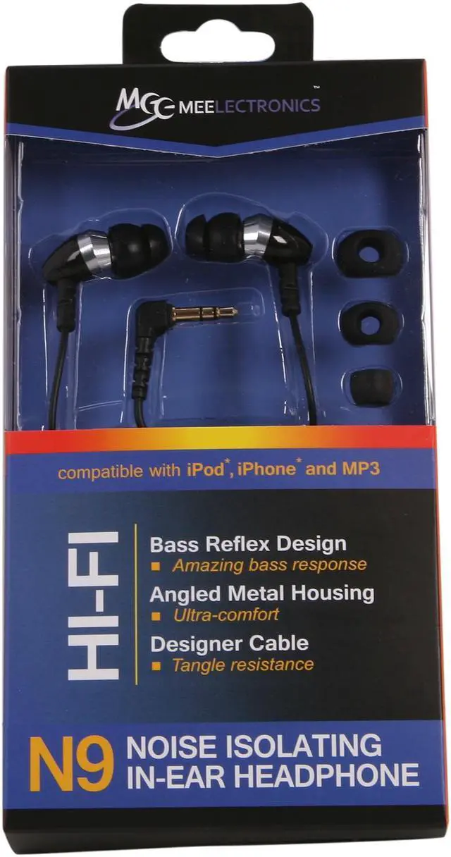 Alt view image 5 of 5 - Mee audio Black N9-BK 45 degree 3.5mm stereo, gold plated Connector Binaural Noise Isolasion In Ear Headphones (Black )