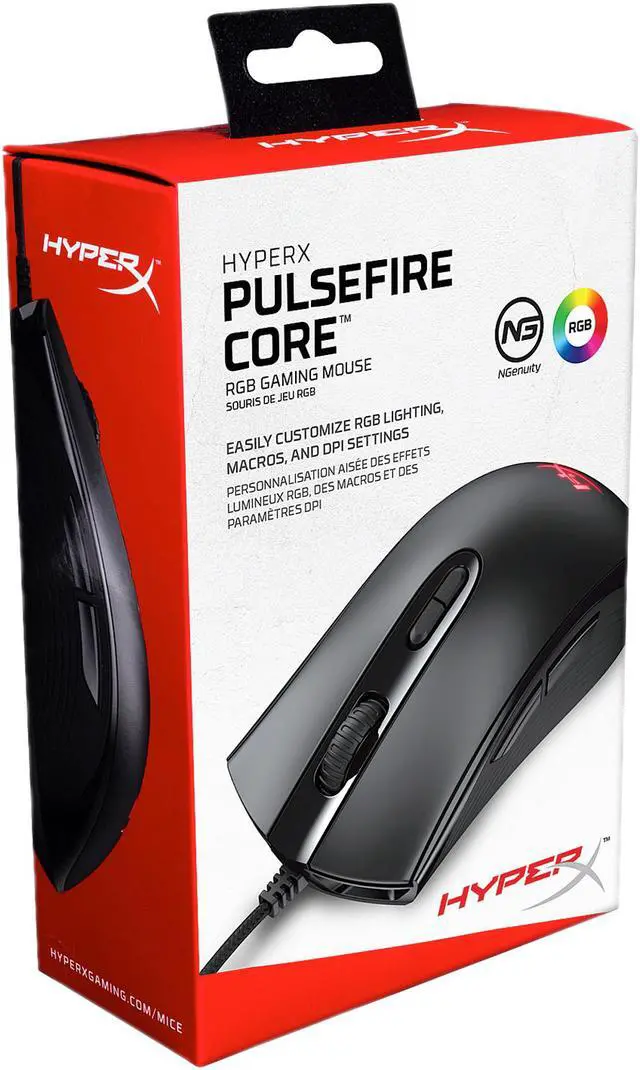 Alt view image 6 of 7 - HyperX Pulsefire Core - RGB Gaming Mouse, Software Controlled RGB Light Effects & Macro Customization, Pixart 3327 Sensor up to 6,200 dpi, 7 Programmable Buttons, Mouse Weight 87g (HX-MC004B)