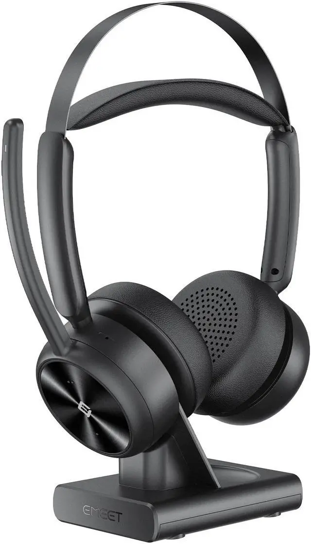 Main image of eMeet GeniusCall Wireless On-Ear Headset with Charging Base and Super ENC - Black  EMH80B-LD