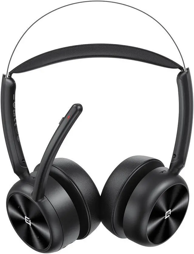 Alt view image 3 of 4 - eMeet GeniusCall Wireless On-Ear Headset with Charging Base and Super ENC - Black  EMH80B-LD