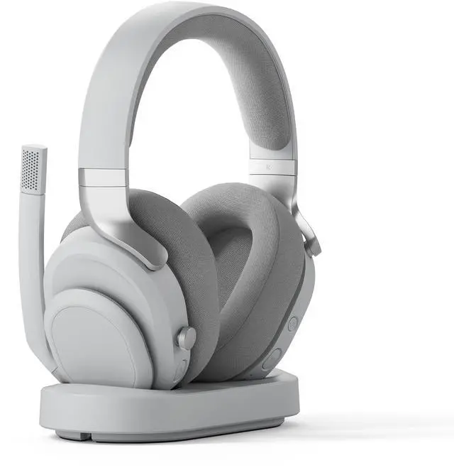 Alt view image 4 of 16 - Fractal Design Scape Light RGB Wireless Gaming Headset w/ Immersive Audio, USB Dongle & BT 5.3, Charging Stand, 40-Hr Battery, compatible with PC, Mac, PS4, PS5, Switch, Mobile - Gray (FD-HS-SCA1-02)