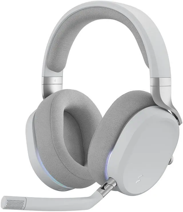 Alt view image 2 of 16 - Fractal Design Scape Light RGB Wireless Gaming Headset w/ Immersive Audio, USB Dongle & BT 5.3, Charging Stand, 40-Hr Battery, compatible with PC, Mac, PS4, PS5, Switch, Mobile - Gray (FD-HS-SCA1-02)