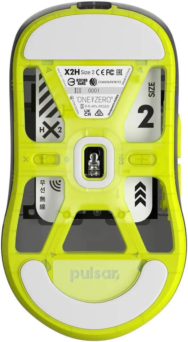 Alt view image 4 of 10 - Pulsar Gaming Gears X2H Wireless Gaming Mouse Ultralight 54g, Ambidextrous, PAW3395 26K DPI Optical Sensor, 5 Programmable Buttons, Compatible w/Windows/Mac/Linux, Acidic Green