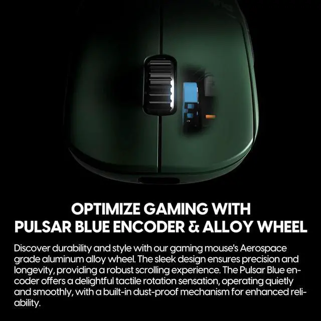 Alt view image 4 of 8 - Pulsar Gaming Gears X2A Founder's Edition eS Wireless Gaming Mouse Lightweight 69g Ambidextrous, 2.4 Ghz 4K Dongle Included PAW3395 26K DPI Optical Sensor, OLED Display, Green
