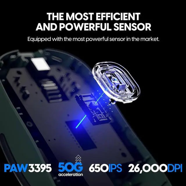 Alt view image 5 of 8 - Pulsar Gaming Gears X2A Founder's Edition eS Wireless Gaming Mouse Lightweight 69g Ambidextrous, 2.4 Ghz 4K Dongle Included PAW3395 26K DPI Optical Sensor, OLED Display, Green