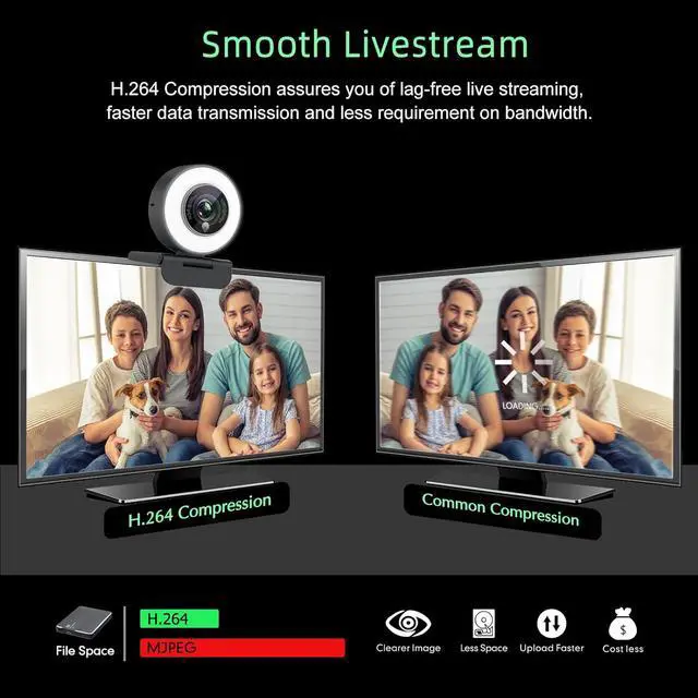 Alt view image 6 of 7 - Angetube 1080p Webcam with Ring Light for Streaming: USB 60FPS Web Camera with Microphone-HDR-Enabled-HD Auto Light Correction Web Cam with Adjustable FOV, for Teams, Zoom, PC/Laptop/Mac/Desktop
