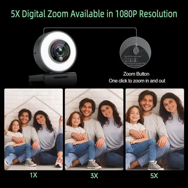 Alt view image 4 of 7 - Angetube 1080p Webcam with Ring Light for Streaming: USB 60FPS Web Camera with Microphone-HDR-Enabled-HD Auto Light Correction Web Cam with Adjustable FOV, for Teams, Zoom, PC/Laptop/Mac/Desktop
