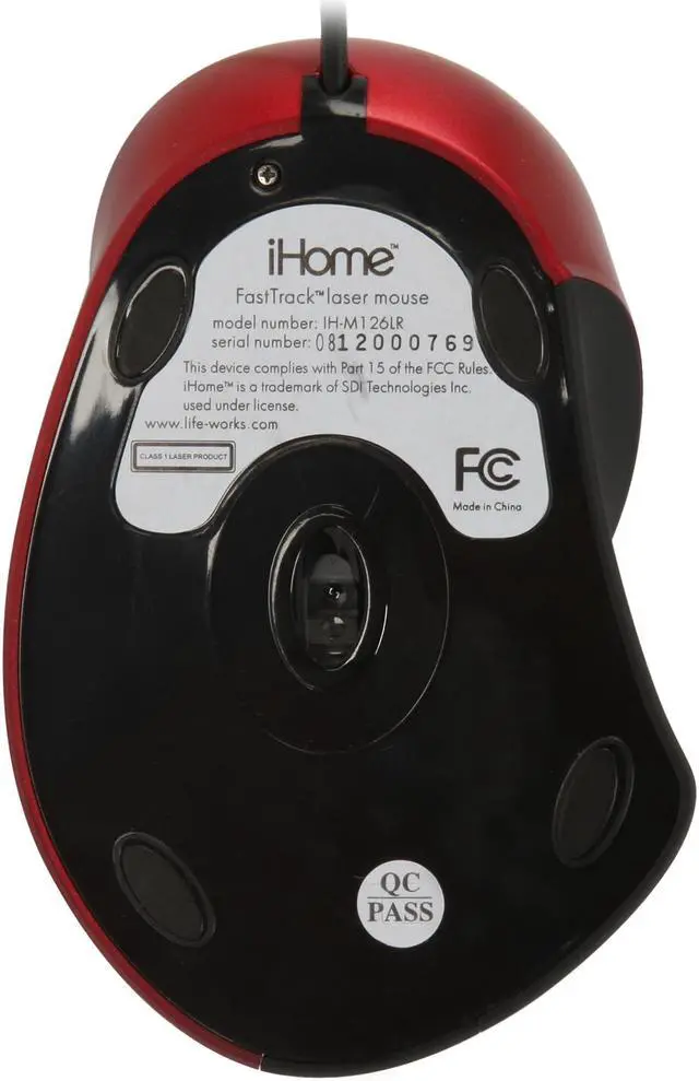 Alt view image 5 of 6 - iHome IH-M126LR Red 1 x Wheel USB Wired Laser FastTrack Mouse
