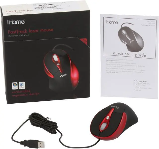 Alt view image 6 of 6 - iHome IH-M126LR Red 1 x Wheel USB Wired Laser FastTrack Mouse