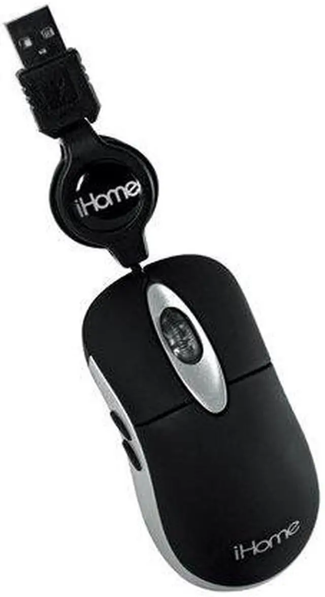 Alt view image 2 of 2 - iHome IH-M151OB Black 5 Buttons USB Wired Optical Notebook Mouse