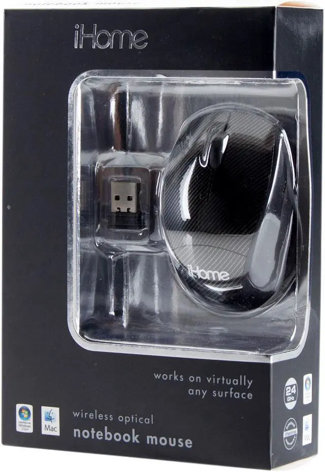 Alt view image 6 of 7 - iHome IH-M186OC USB RF Wireless Optical Mini Notebook Mouse (Carbon Fiber)