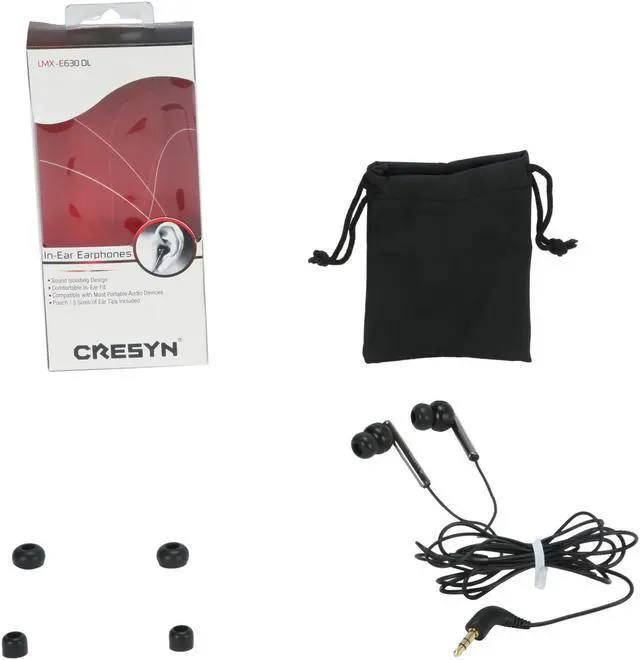 Alt view image 4 of 4 - Cresyn LMX-E630DL 3.5mm Gold-Plated Connector Canal In-Ear Sound Isolating Headphone (Black)