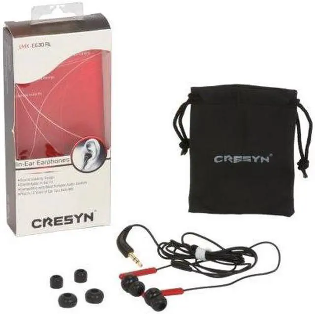 Alt view image 2 of 3 - Cresyn LMX-E630RL 3.5mm Gold-Plated Connector Canal In-Ear Sound Isolating Headphone (Red)