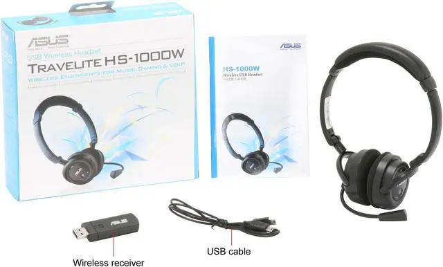 Alt view image 5 of 5 - ASUS HS-1000W USB Connector Circumaural Wireless Headset
