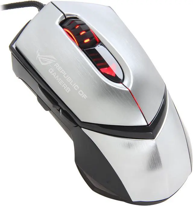 Alt view image 2 of 10 - ASUS ROG GX1000 Eagle Eye 90-XB3B00MU000 Black/Silver 1 x Wheel USB 2.0 Wired Laser Mouse