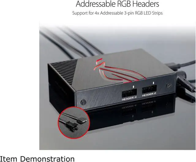 Alt view image 2 of 7 - ASUS ROG Aura Terminal Addressable RGB Controller with Four-ports, Three Magnetic LED Strips, Halo and AURA Sync RGB Software