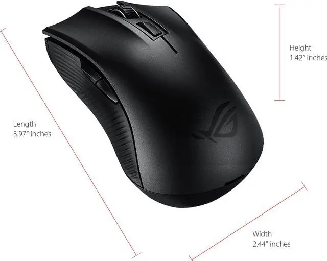 Alt view image 2 of 7 - ASUS ROG Strix Carry Portable Wireless + Bluetooth Ergonomic Optical Gaming Mouse with PixArt 3330 Optical Sensor (7200 dpi / 30g Acceleration / 150 IPS), Swappable Omron Switches